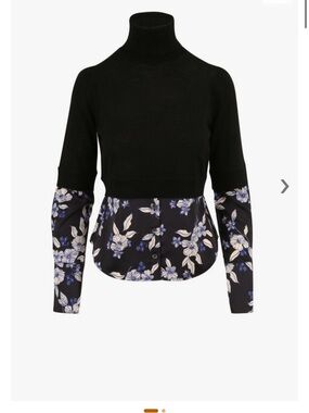 VERONICA BEARD Nina Black Mixed Media Layered Turtleneck Pullover sweater size M